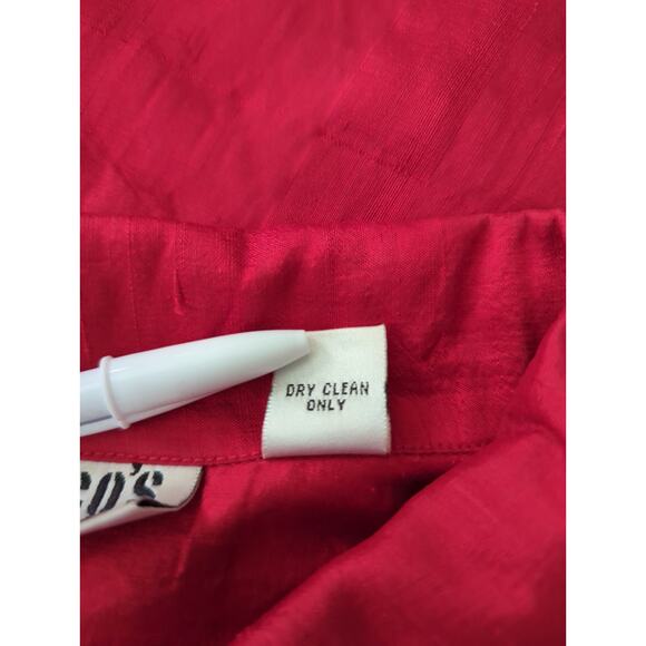 CHICO'S DESIGN Size 3 Red 100 % Silk Collared button up blouse Women's US Sze 16 - Picture 5 of 5